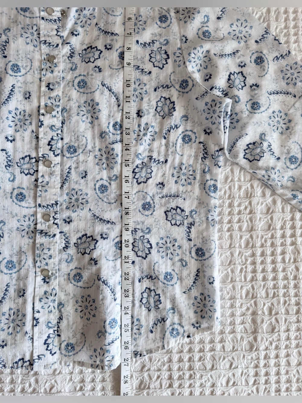 Pendleton Western Pearl Snap Shirt Women’s XL Blue White Paisley Cotton Cowgirl - Picture 11 of 12